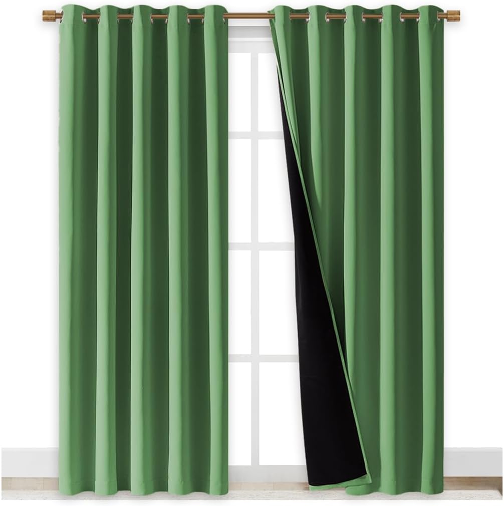 NICETOWN Full Shade Curtain Panels, Forest Green, 70 x 84 inch, Pair of Energy Smart & Noise Blocking Out Blackout Drapes for Dining Room Window, Thermal Insulated Guest Room Lined Window Dressing