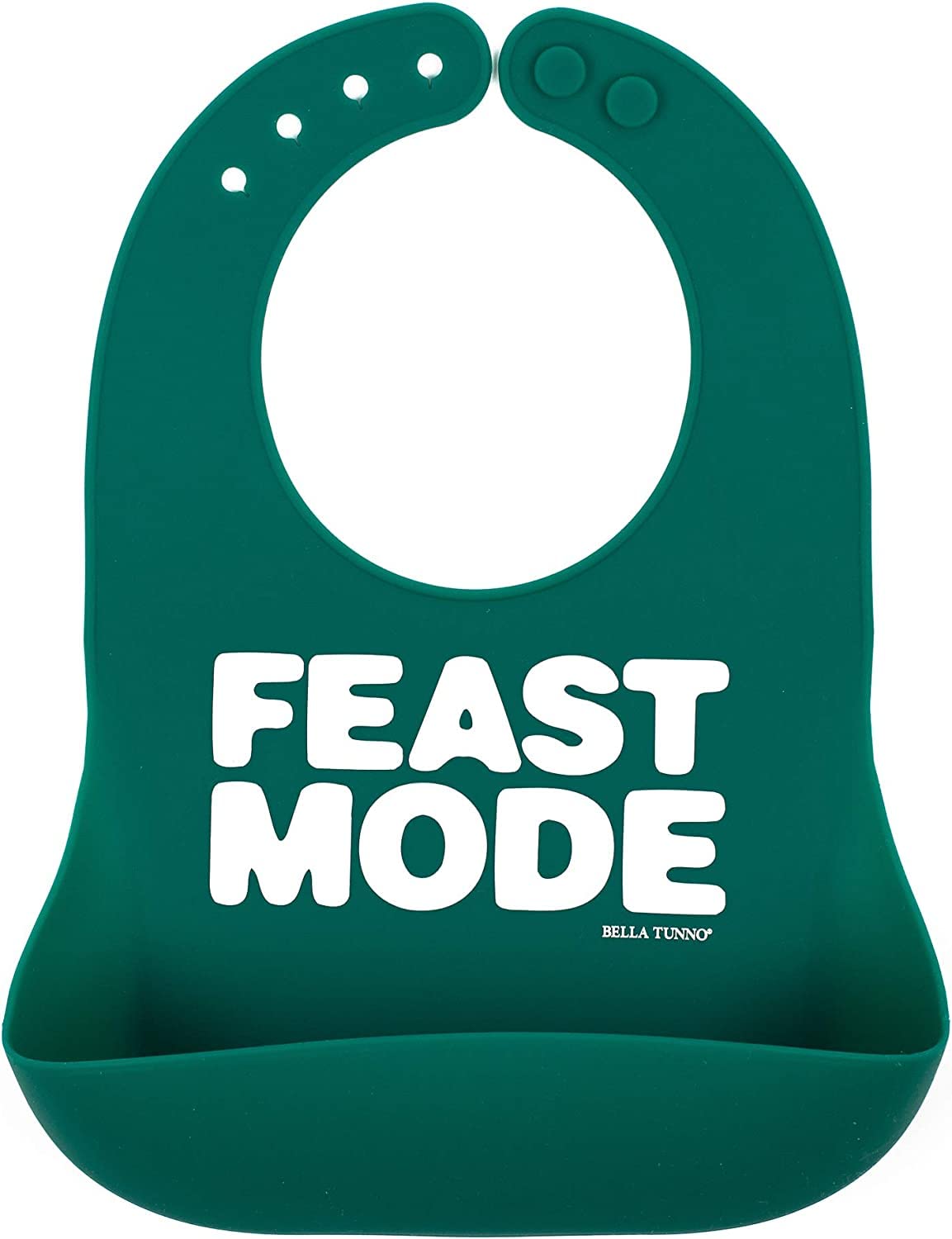 Baby Bib for Eating by Bella Tunno, Waterproof Silicone Bib with Large Food Catcher, Adjustable Fit for Babies 4-12 months & Toddlers 1-3 Years, Boys & Girls, Feast Mode