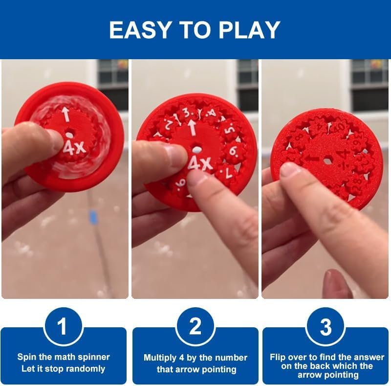 Math Fidget Spinners,3D Printed Math Fidget Toy Multiplication,Math Fact Fidget Toys for Kids Fun Early Education Math Fidget Spinner Games,Perfect for Stimmers & Fidgeters 9pcs (Add Or Subtract)