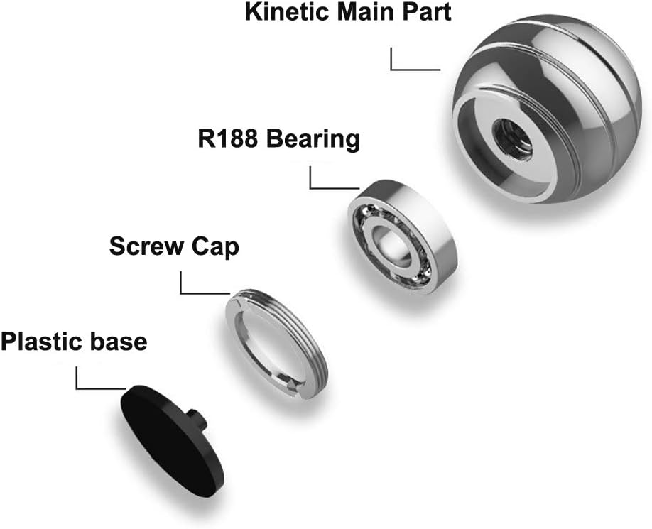 Metal Kinetic Desk Toy, Optical Illusion Fidget Spinning Top Ball, Unique Executive Stress Relief Gift for Adults & Kids