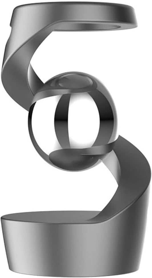 Gravity Defying Kinetic Desk Toy, Desktop Suspended Gyroscope, Executive Desk Toy Levitating Spinning Metal, Rotating Spinner with Floating Ball for Desktop Decor (Grey)