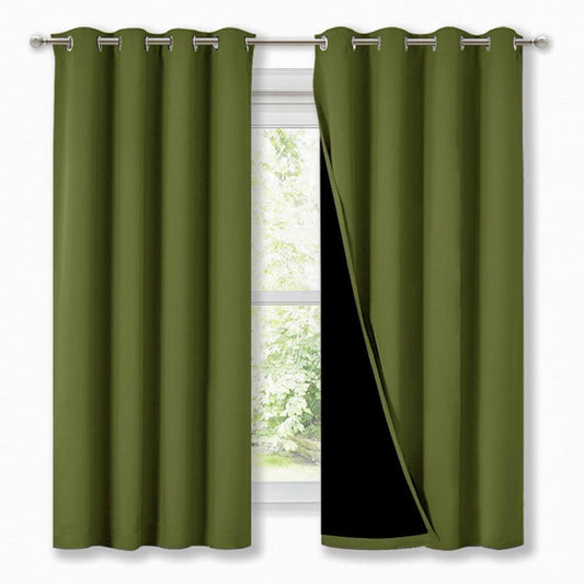 NICETOWN 100% Blackout Curtain Panels, Thermal Insulated Black Liner Curtains for Nursery Room, Noise Reducing and Cold Blocking Drapes for Windows (2 PCs, Olive Green, 52-inch Wide by 63-inch Long)