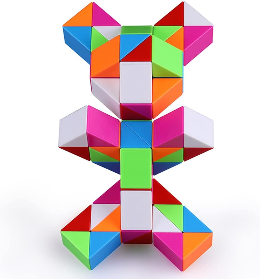 Fidget Magic Snake Cube Puzzles Twist Ruler Speed Cubes Brain Teaser Game Toys for Kids (72 Block 1PACK)