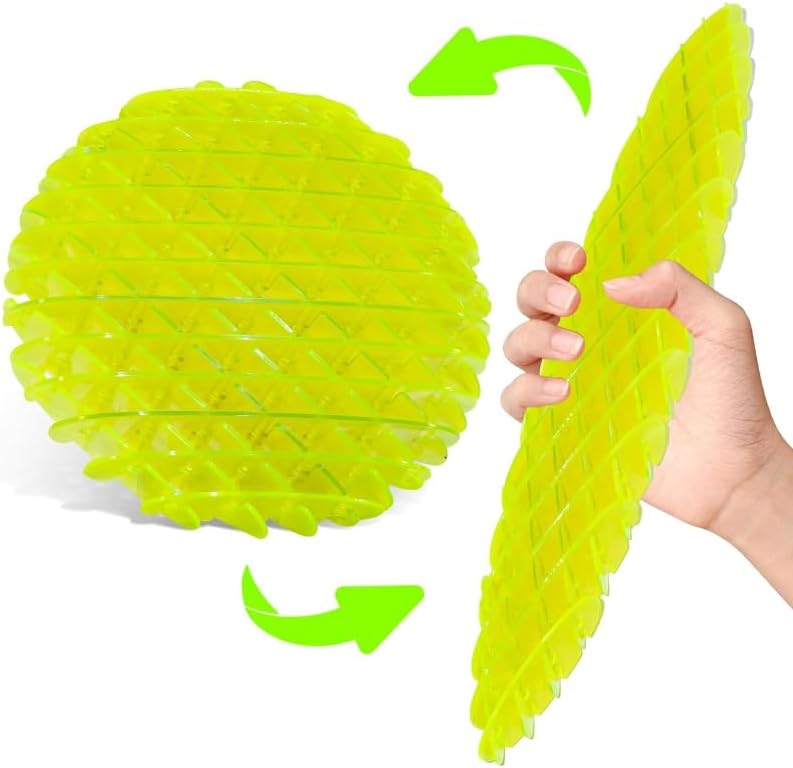 Fidget Toys ， Fidget Worm Toy,Stress Relief Fidget Toys for Kids&Adults,Elastic Mesh Toys,Sensory Slug Fidget Toy,Resistance Fidget Toys,Anxiety Relief Toys (Pink+Yellow)