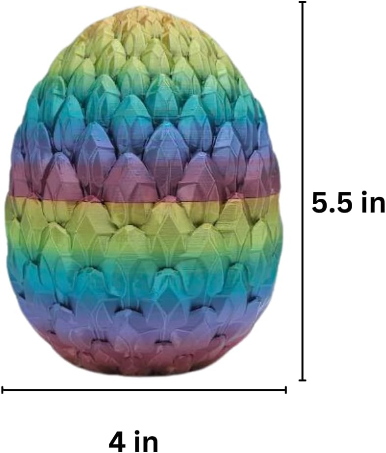 3D Printed 14'' Articulated Crystal Dragon with Egg, Toy Home Office Decor, Executive Desk Toy, Adult Fidget Toy, Toddler Play Game (Red-Blue-Green, Medium 14'' w/Egg)