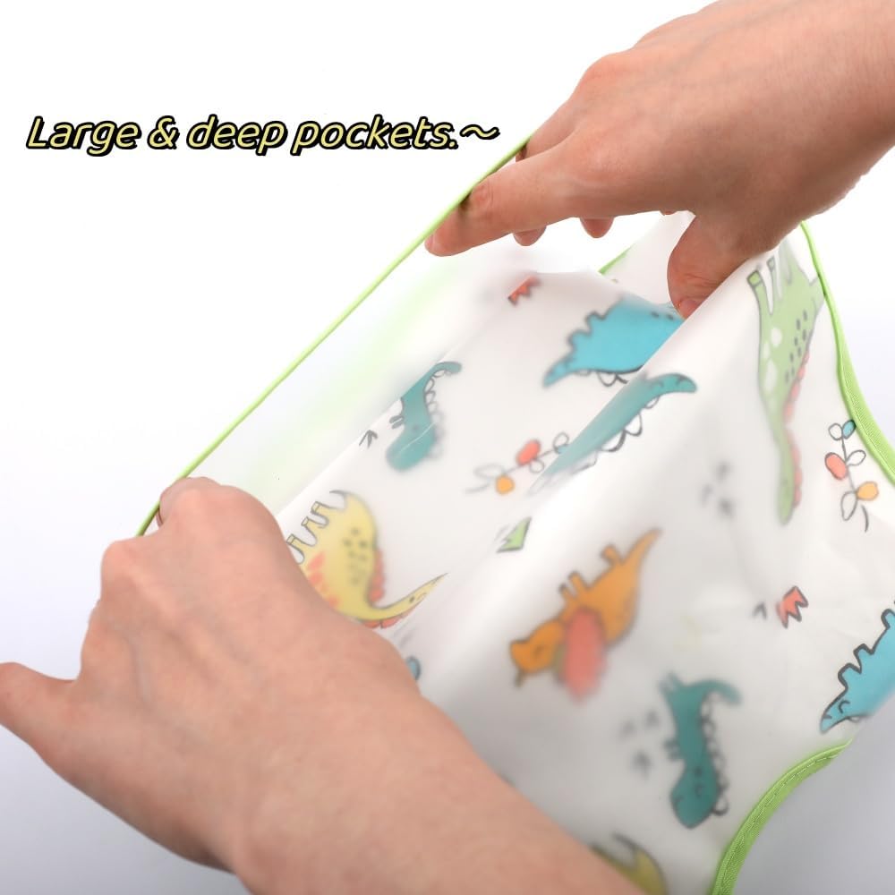 Baby bibs Waterproof Toddler bib - Feeding bib with Pocket for Infant Boy Girl Washable 6-36M
