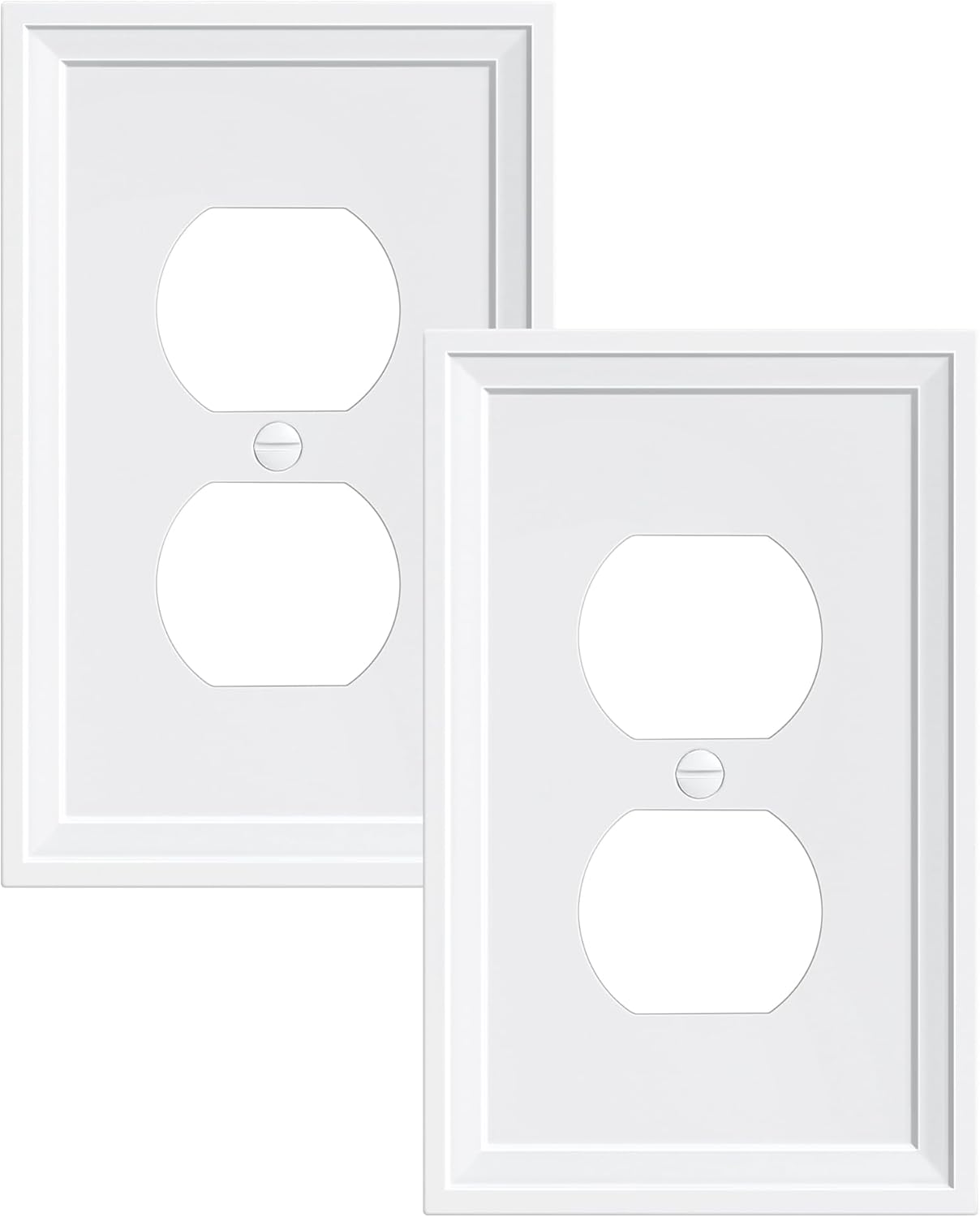 2-Pack Duplex Outlet Cover, Natural Bamboo Fiber Switch Plates and Outlet Covers, White Decorative Wall Plates for Electrical Outlets, 1 Gang Receptacle Cover, Corrosion Resistant