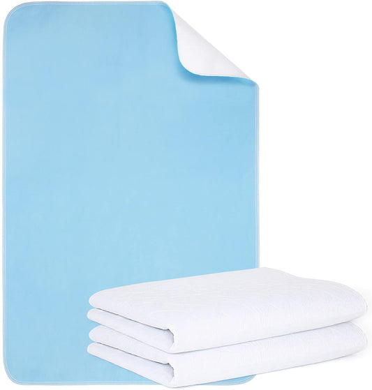 Reusable Incontinence Bed Pads 34"X52", washable bed pad, Heavy Absorbency (4-Layer) Waterproof Bed Pads (2 Packs), nonslip & Skin-friendly, Multi-scenes tailor to Kids, Adults, Elderly & Pets
