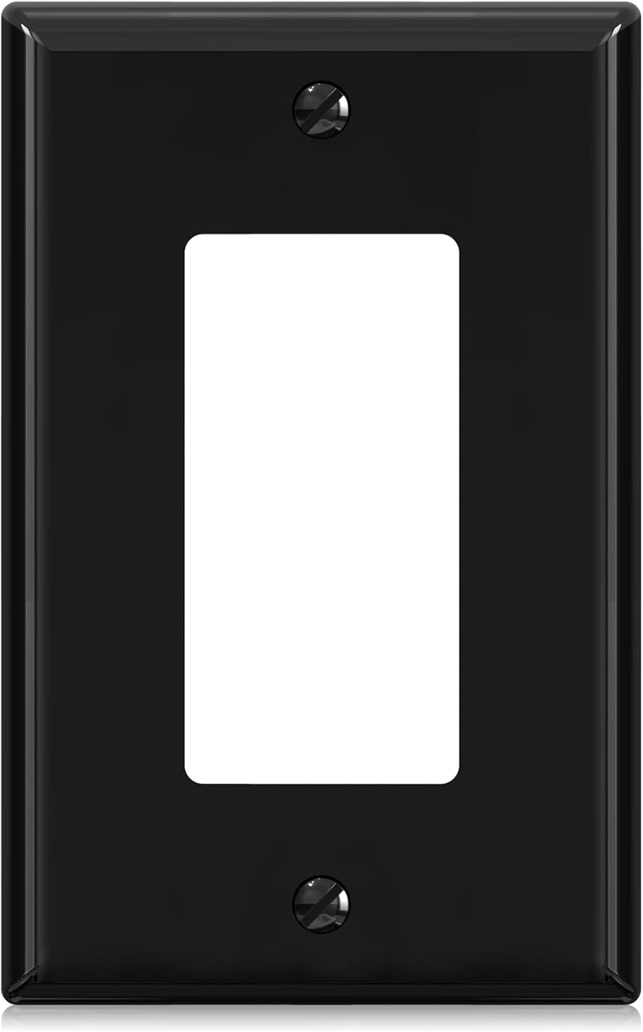 ELEGRP Decorative Receptacle Wall Plate, 1-Gang Mid Size Decorator Covers, Unbreakable Polycarbonate Faceplates for Decorator Device, UL Listed, Screws Included (1 Pack, Glossy Black)