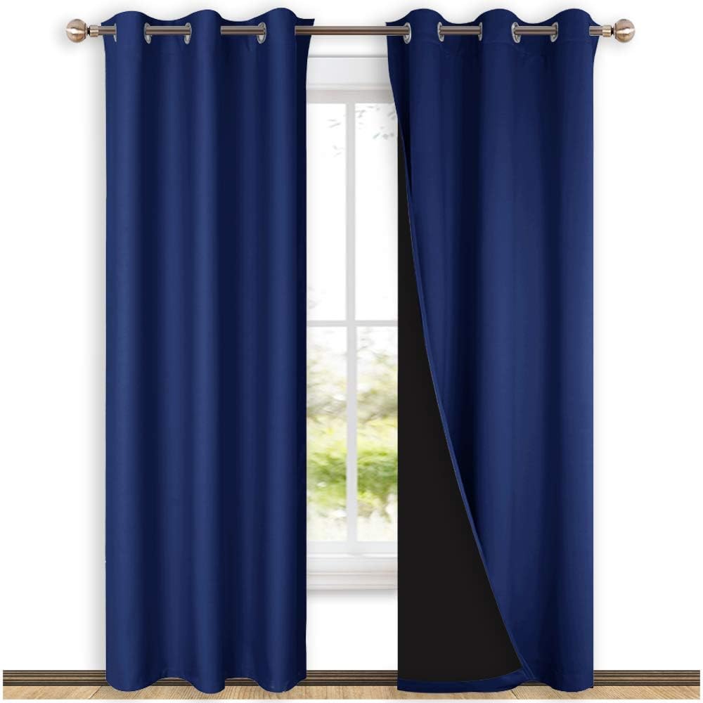 NICETOWN Complete 100% Blackout Curtains, Thermal Insulated & Energy Efficiency Window Draperies for Guest Room, Full Shading Panels for Shift Worker and Light Sleepers, Royal Blue, 42W x 84L, 2 Pcs