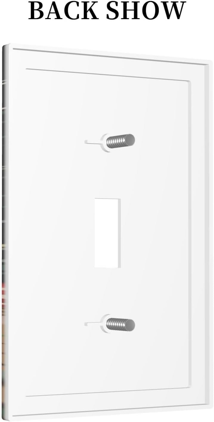 Moon Star Red Mushroom Forest Butterfly Green Plant Decorative Light Switch Cover 1 Gang Single Toggle Device Electrical Faceplate Switchplates Decorator Outlet Wall Plate for Kids Room Home Decor