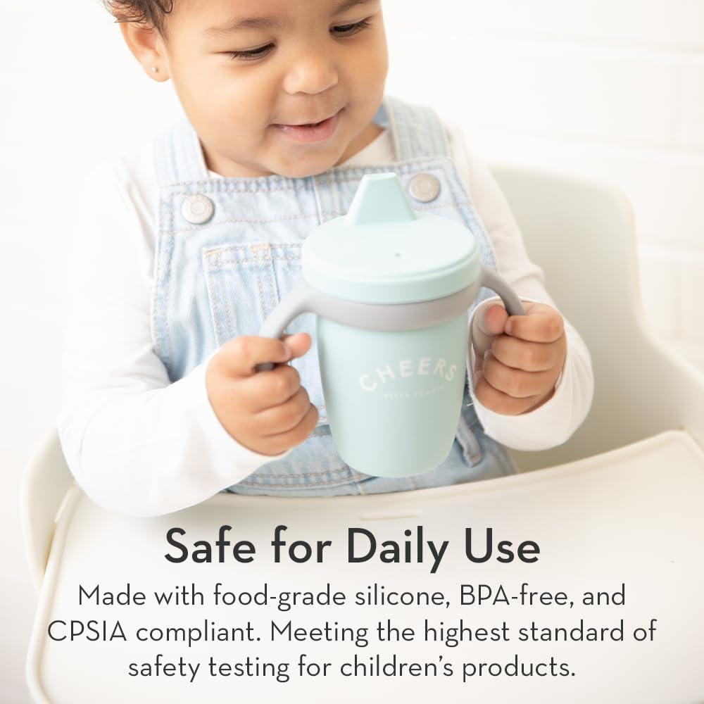 Bella Tunno Sippy Cup, Silicone Training Cup with Transition Handles for Infants, Toddlers & Kids, Babies 6-12 Months & Toddlers 1-3 Years, Boys & Girls, Oops I Dropped It Again, 8 oz