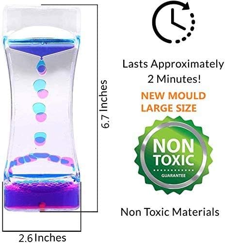 Liquid Motion Bubbler Sensory Timer, 2 Minute – Big Calming Sensory Bubble Toy for Kids with Autism ADHD Anxiety or Special Needs (2 Pack)