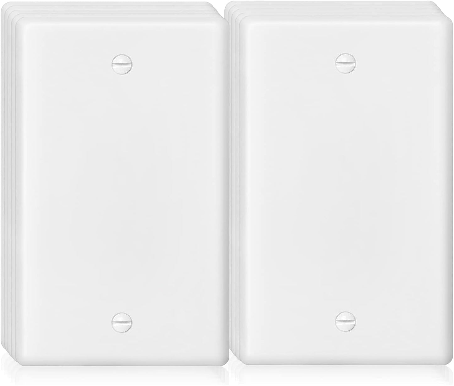 Decorator Wall Plate Blank Switch Plate Outlet Cover,Unbreakable Polycarbonate Thermoplastic, White (10-Pack, Single Blank-White)