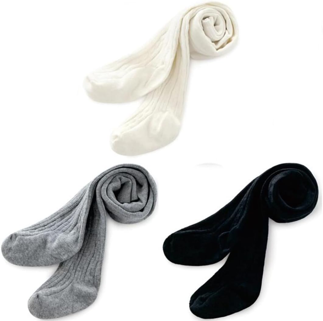 HLJgift 3 Pairs Baby Girls Boys Cotton Pants Tights Panties Stockings Leggings (4T/6T, black&white&grey)