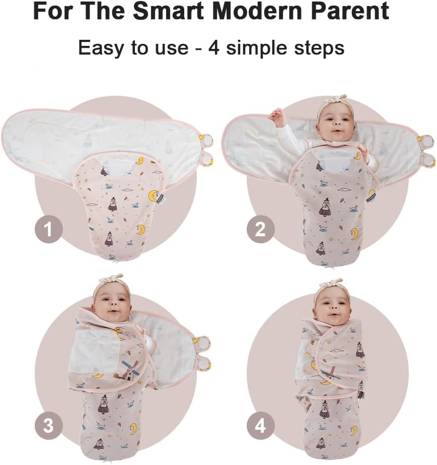 HOUSBAY Baby Swaddle Blanket Boy Girl,Super Soft Material Newborn Adjustable Swaddles 2-Way Zipper Sleep Sack 1 Pack 0-3Months（Fairytale）