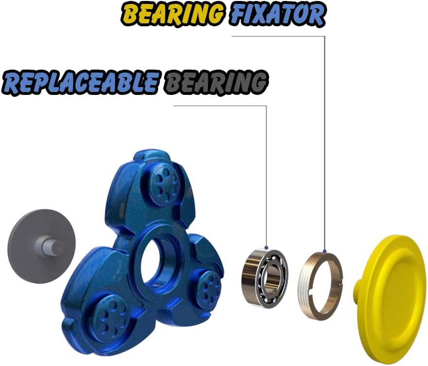 Solid Metal Fidget Spinner Sensory Novelty Hand Finger Spinning Toy Stocking Stuffers Ideas ADD ADHD Stress Relief and Anxiety Relieves Reducer for Kids and Adults. (Blue)