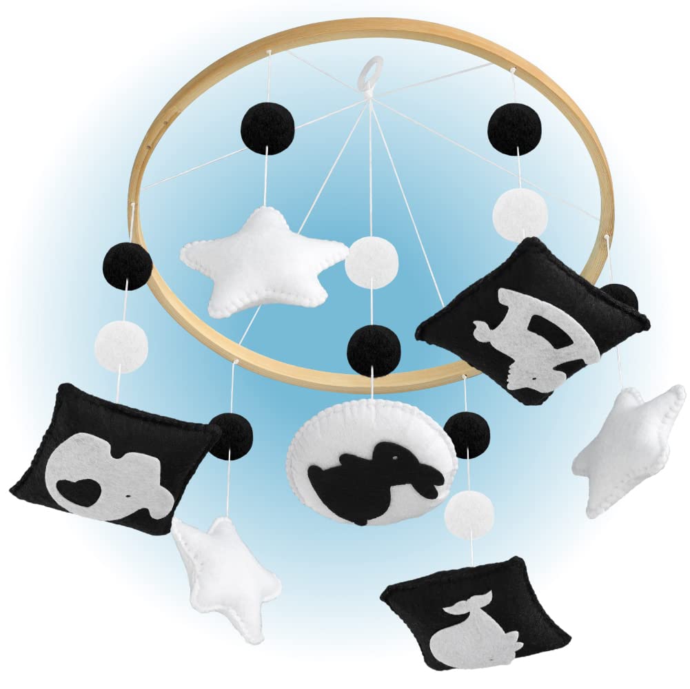 Montessori Mobile Baby for Crib - Black and White Mobile Give Visual Stimulation to Engage Your Newborn - Baby Crib Mobile for Boys & Girls - Baby Mobile for Crib