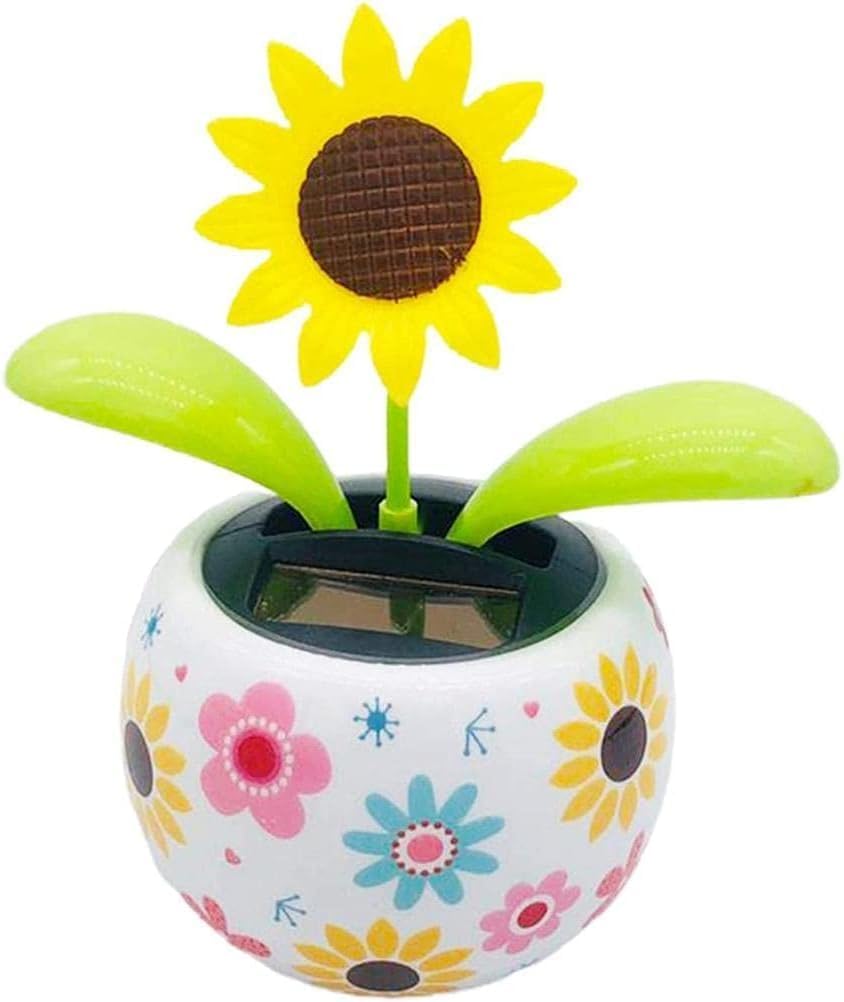 1Pc Sunflower Solar Dancing Decor for Car, Solar Decors,Solar Powered Swinging Animated Dancer Decor Office Desk Car, Funny Ornaments, Solar Power Kits,Learning and Education