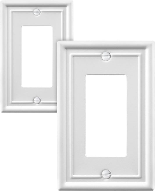 2-Pack Decorator Wall Plate, Off White Outlet Covers, Metal Wall Plate Cover for Receptacle, GFCI Outlet, Dimmer Switch, 3.15''*4.88'', Midsize