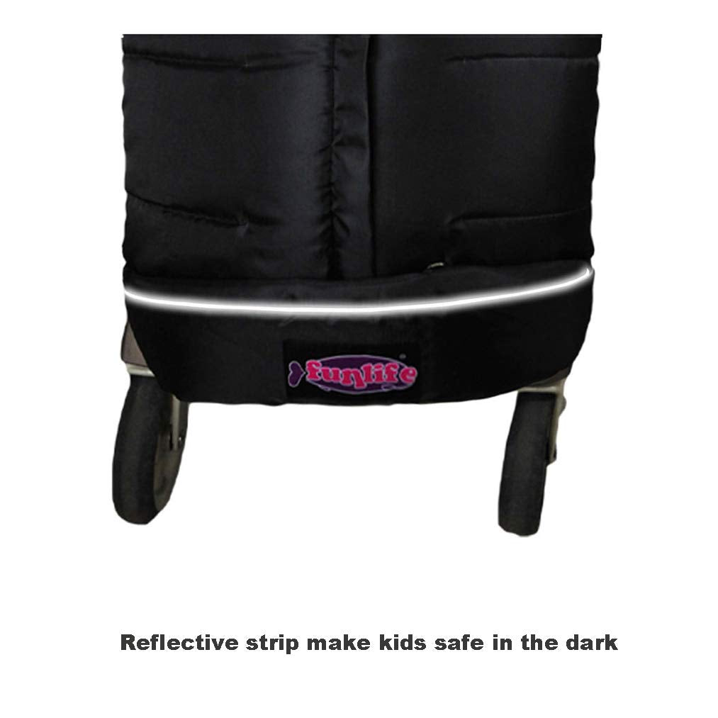German Designed Universal Stroller Footmuff, 2 Way Zippers Style Easy for Baby in&Out, Length Extensible,Temperature Adjustable Footmuff Fits Baby Growth,Reflective Strips Around Bunting Bag