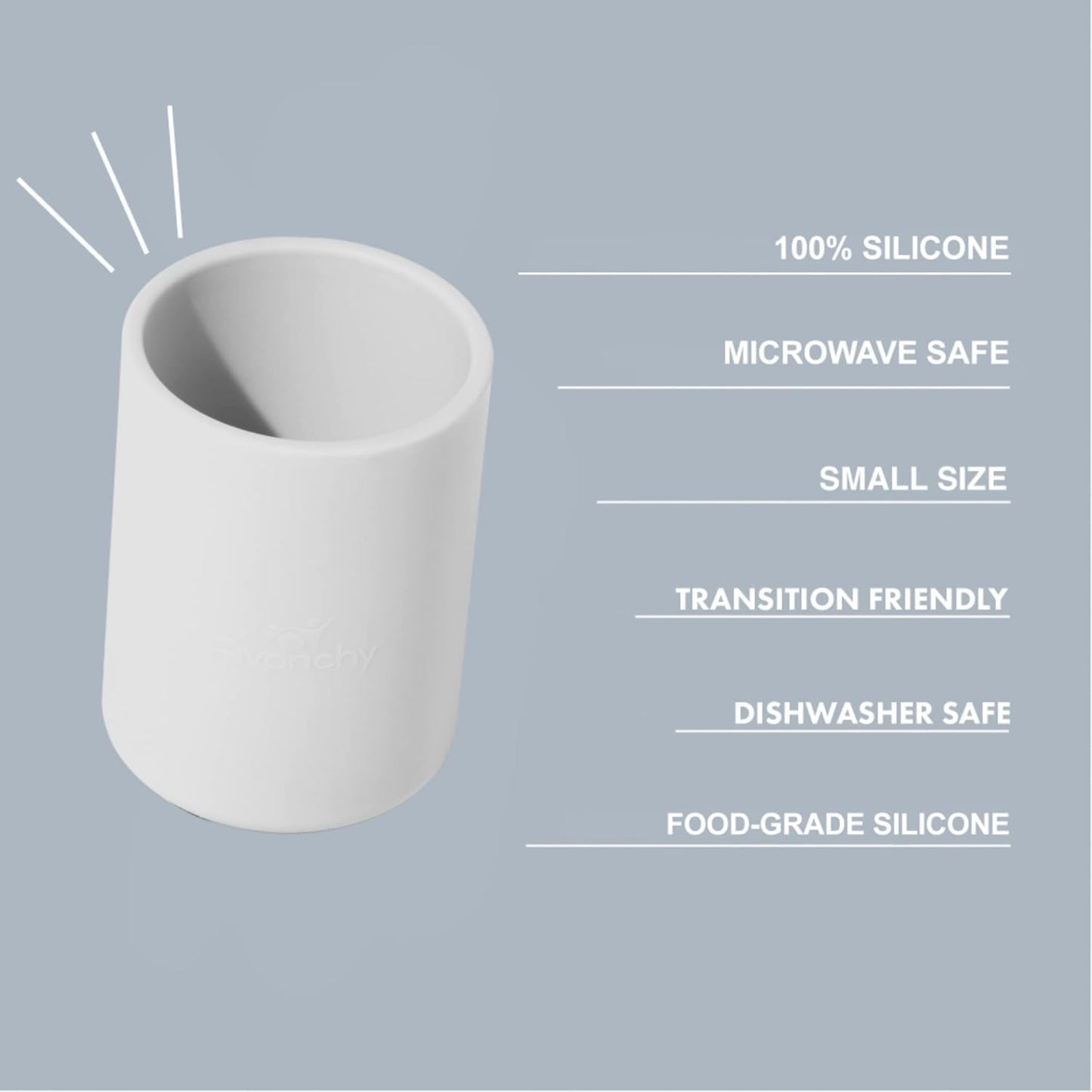 Avanchy Silicone Training Cup – 12 oz Open Cup for Toddlers and Infants – Ideal for Baby Led Weaning and Transitioning from Bottles, Black