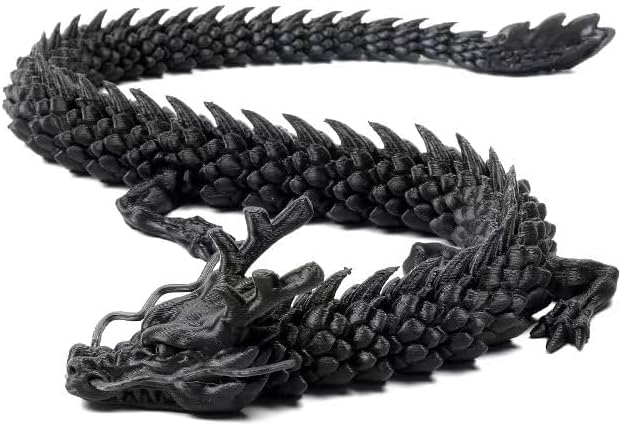 3D Printed Dragon - Articulated and Posable Toy for Car Decoration - Strikingly Realistic Dragon crystal Figure gifts (Black)
