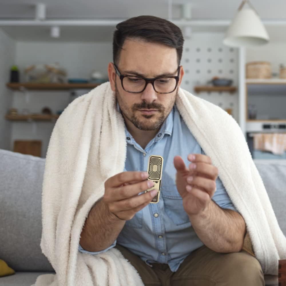 Magnetic Metal Fidget Toys - Metal Poker Push Card Fidget Slider Stress Relief Toy, Men’s EDC Toy Fidget Toy Haptic Coin, Office Desk Toys Gifts for Boyfriend and Father (Brass CP3)