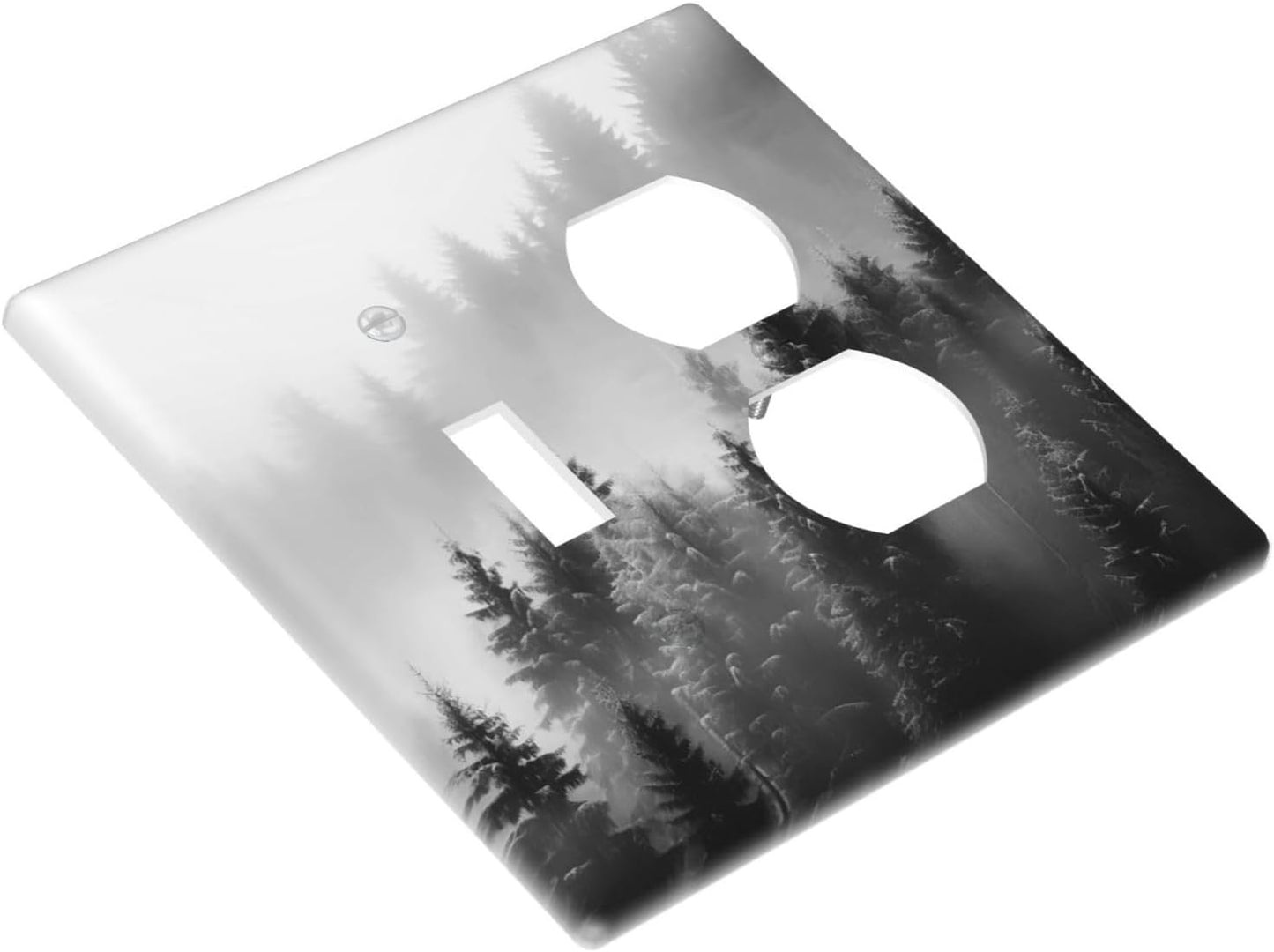 Foggy Forest Natural Scenery Retro Tree Pine Wallplates 1 Toggle 1 Duplex Switch Plate Electrical GFCI Faceplate Decorative Light Switch Covers for Bed Room Living Room Decor