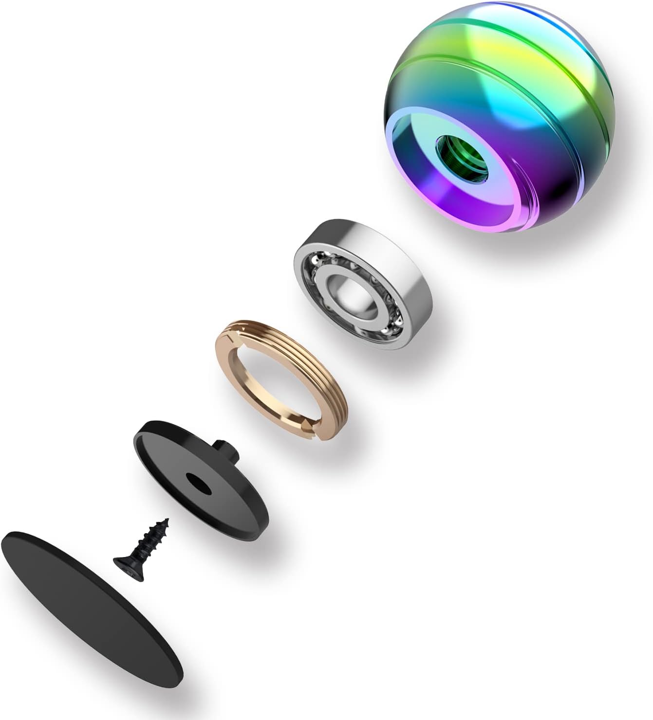 Kinetic Desk Spinnin Toys Ball, Fidget Toy Balls for Office for Adults, Optical Illusion Rotating Ball for Office ADHD Anxiety (45mm, Rainbow)