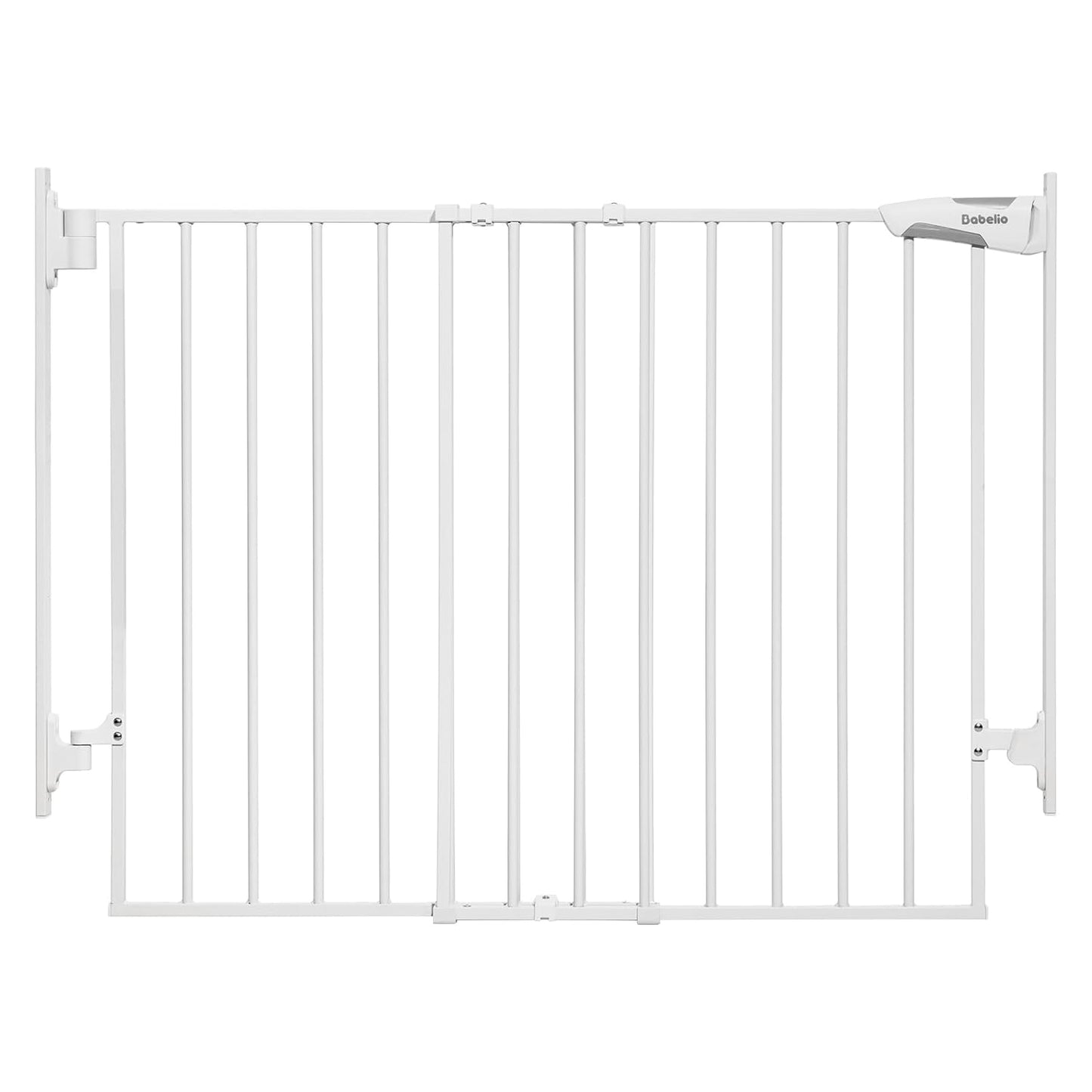 Babelio 27-45" No Bottom Bar Baby Gate with Easy Installation, 2-in-1 Auto Close Design, Suitable for The House, Stairs, and Doorways, Safety Pet Gates with Large Walk-Thru Door, White