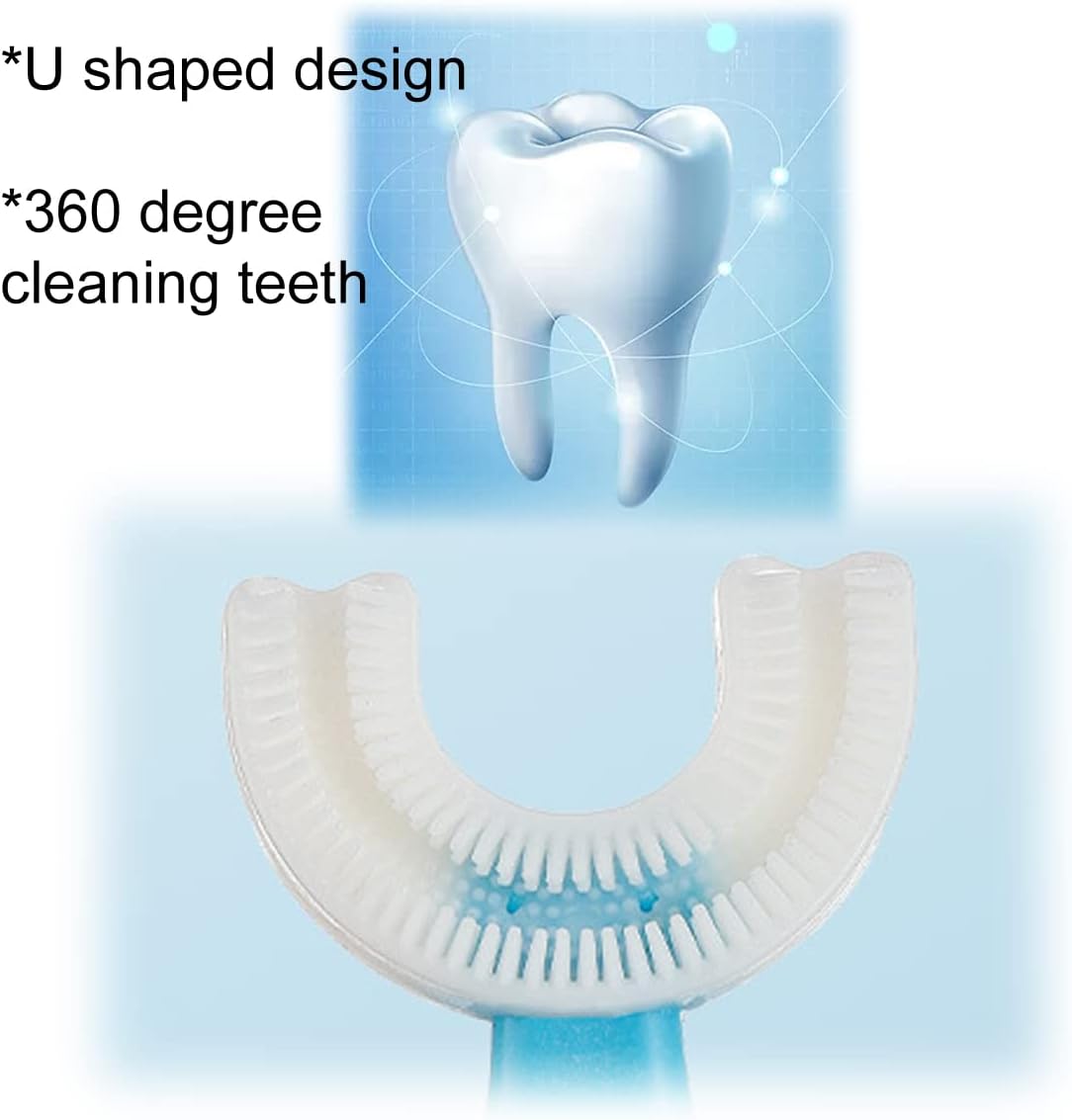 2 Pcs U-Shaped Kids Toothbrush, Premium Soft Manual Training Toothbrush for Kids 2-6 Years Old. (Blue+Pink)