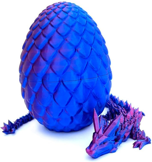 3D Printed Dragon Egg, 12inch Dragon Fidget Toys with Wings Easter Basket Stuffers Executive Desk Toys Crystal Dragon for Autism/ADHD Home Office Decor