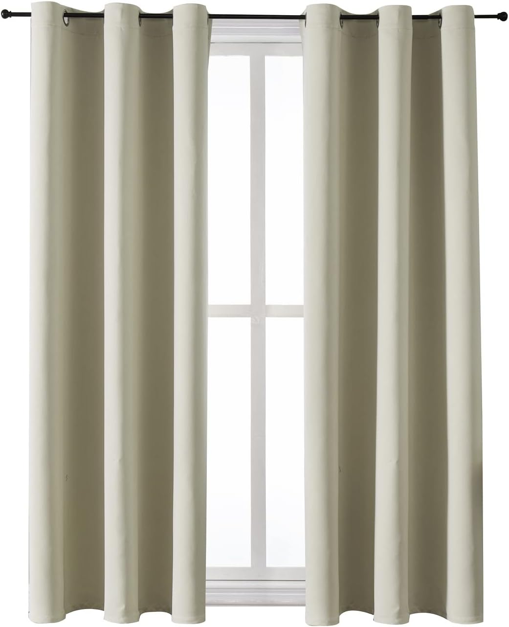ChrisDowa Grommet Room Darkening Curtains for Bedroom and Living Room - 2 Panels Set Thermal Insulated Blackout Curtains (Beige, 38W x 45L)