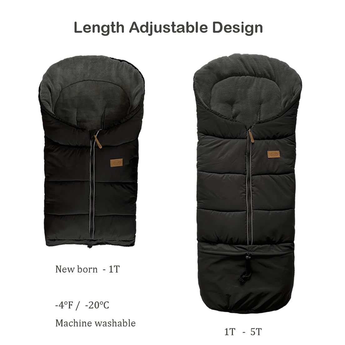 Length Ajustable Waterproof Stroller Winter Cover for All Stroller, Universal Stroller Winter Bunting Bag XL,Good for Infant to Y5 pre-School Kids