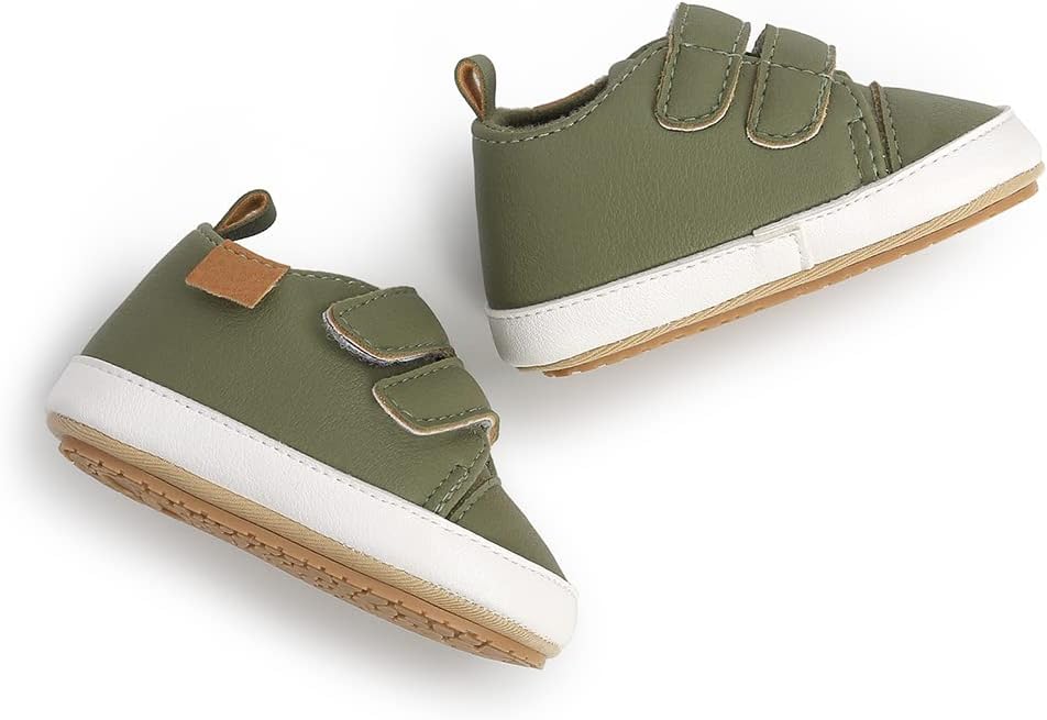 SOFMUO Baby Boys Girls High Top Ankle PU Leather Sneakers Soft Rubber Sole Infant Moccasins Newborn Oxford Loafers Anti-Slip Toddler Wedding Uniform Dress Shoes