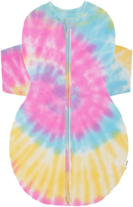 Happiest Baby SNOO Sleep Sack - 100% Organic Cotton Baby Swaddle Blanket - Doctor Designed Promotes Healthy Hip Development (Tie Dye Rainbow, Large)