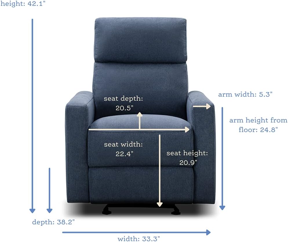 Nurture& The Glider Premium Power Recliner Nursery Glider Chair with Adjustable Head Support | Designed with a Thoughtful Combination of Function and Comfort | Built-in USB Charger (Navy)
