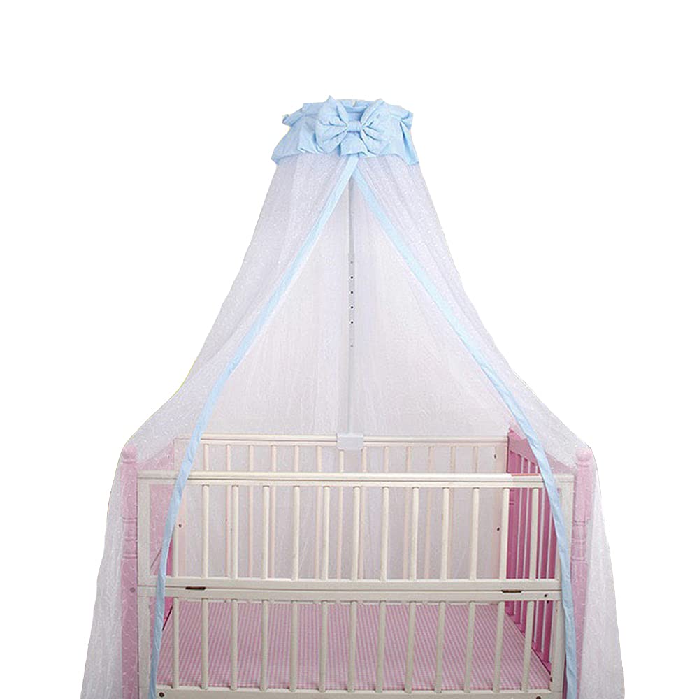 CdyBox Breathable Crib Netting Bed Curtains Canopy for Kids Mosquito Net Bedroom Decor (Blue, Mosquito net)