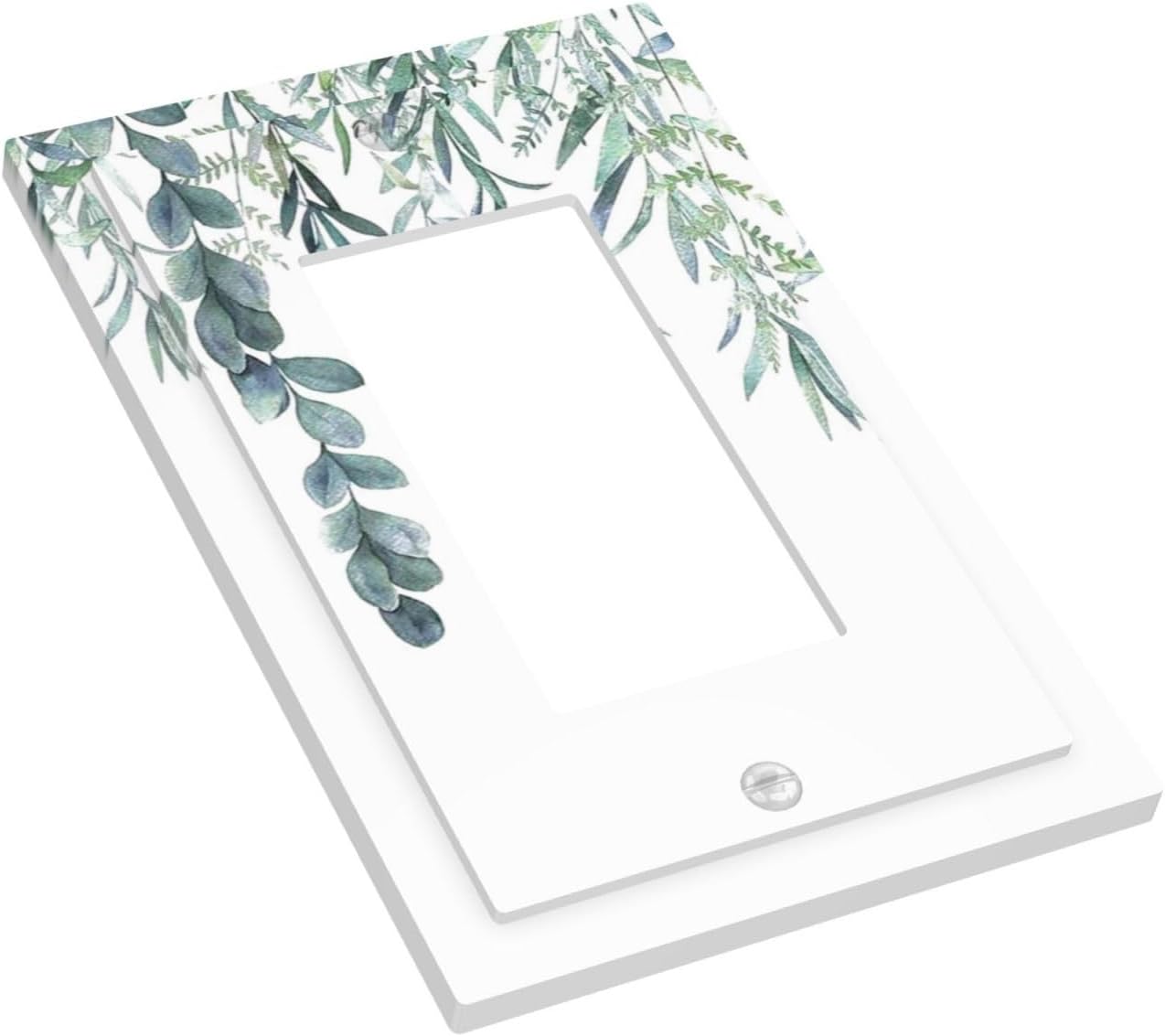 Eucalyptus Leaves Greenery Vine Flowers Simplicity Decorative Outlet Covers 1 Gang Single Rocker Light Switch Cover Plate Wall Plates GFCI Faceplate for Bed Room Living Room Decor