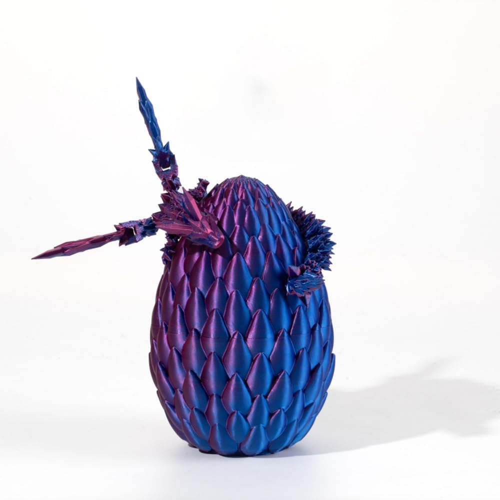 GerRit 3D Printed Dragon，Crystal Dragon，3D Printed Stuff，Dragon Fidget Toy，3D Dragon Eggs with Dragon Inside，Home Office Decoration, Administrative Desk Toys (Laser Violet)