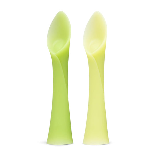 Olababy 100% Silicone Soft-Tip Training Spoon for Baby Led Weaning 2pack (Kiwi/Lemon)
