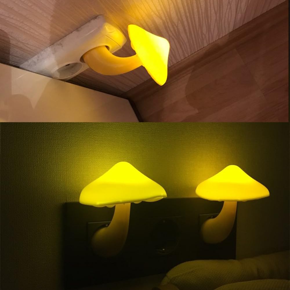 AUSAYE 5 Pack Sensor LED Night Lights Plug in Lamp Mushroom Light for Adults Kids NightLight Bedroom,Bathroom,Toilet,Hallway,Stairs,Kitchen,Basement Warm Yellow