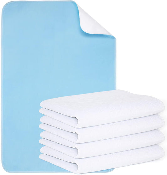Reusable Incontinence Bed Pads (4 Packs), washable bed pad, Heavy Absorbency (4-Layer) Waterproof Bed Pads 18"X24", nonslip & Skin-friendly, Multi-scenes tailor to Kids, Adults, Elderly & Pets