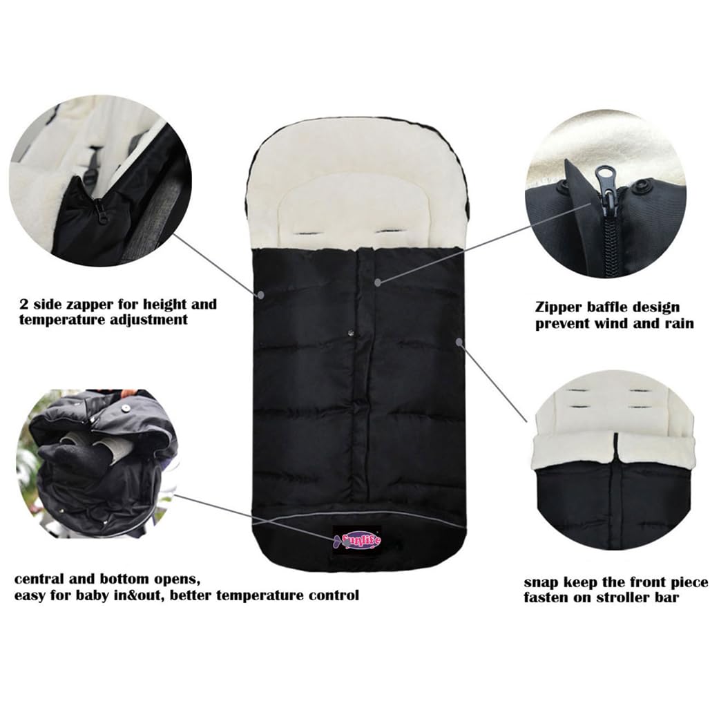 Cozy Baby Sleeping Bag Adaptable for Most Style Strollers,Comfortable Warm Coral Lining, Practical Design of Toddler Stroller Footmuff