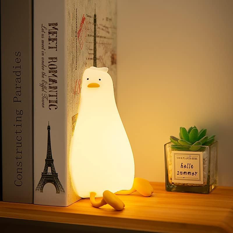 Cute Duck Lamp,Fun Lying Flat Duck/Chicken/Pig/Rabbit/Panda Night Light,LED Squishy Animal Novelty Lamp,Toddler Baby Night Light for Kids,Nursery Touch Kawaii Lamp Room/House Décor