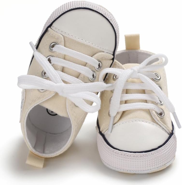 Unisex Baby Girls Boys Canvas High-top Shoes, Newborn Infant Anti-Slip Soft Sole Frist Walking Breathable Sneakers
