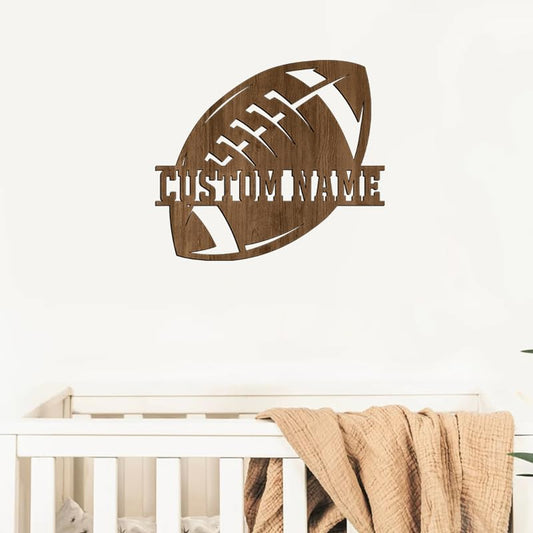 Personalized Football Name Sign, Wooden Name Sign, Football Nursery Decor, Baby Name Sign Wood Sign, Football Gift, Nursery Name Sign for Baby Boy gift/19