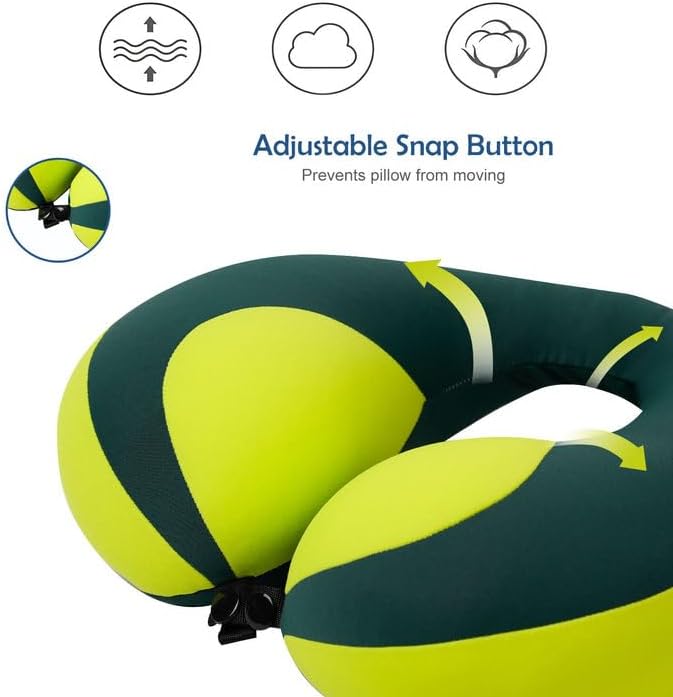 MOOB Neck Pillows for Kids Car & Airplane, Toddler Neck Pillow for Carseat Traveling Gifts for Toddler & Children U-Shape Car Seat Head Travel Neck Pillow Green