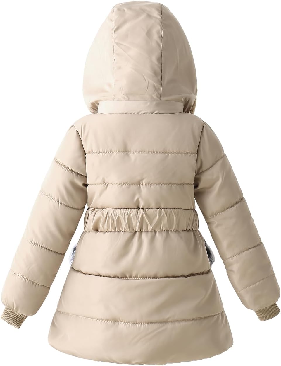 Girls Winter Dress Coats Faux Fur Hooded Fleece Jackets Waterproof Parka Outwear